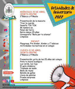 Actividades De Aniversario Colegio San Joaqu N